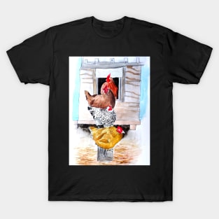 Chickens Farmhouse Sketch T-Shirt